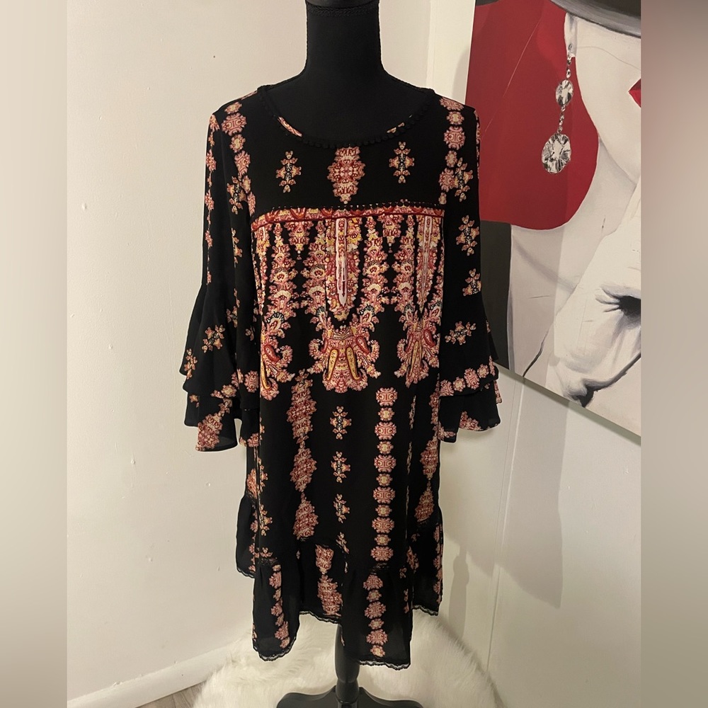 Boho dress with flutter sleeves
